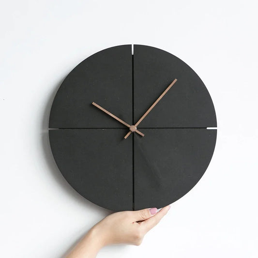 1Pcs Wooden Wall Clock Nordic Minimalist Living Room Kitchen Personality Household Black Mute Wall Clock Home Decoration